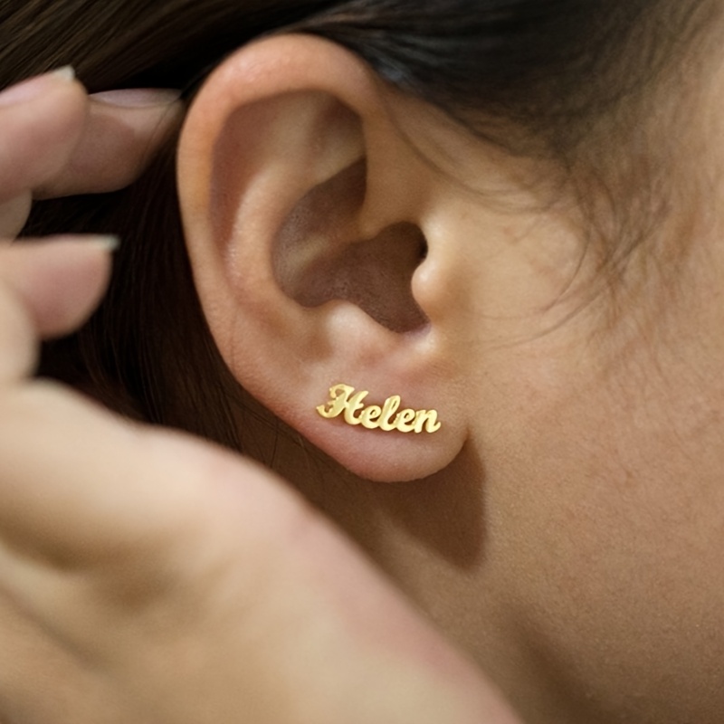 Custom Cursive Name Stud Earrings, Personalized Gift for Her